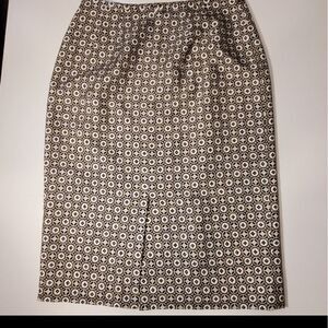 4 TALBOTS silk wool blend navy tan cream preppy neutral lined pencil skirt SMALL